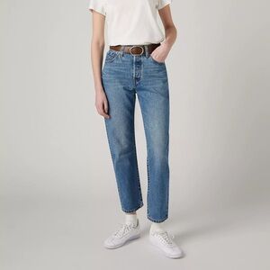 501® ORIGINAL CROPPED WOMEN'S JEANS: Levi's Blue Straight Leg Denim Jeans